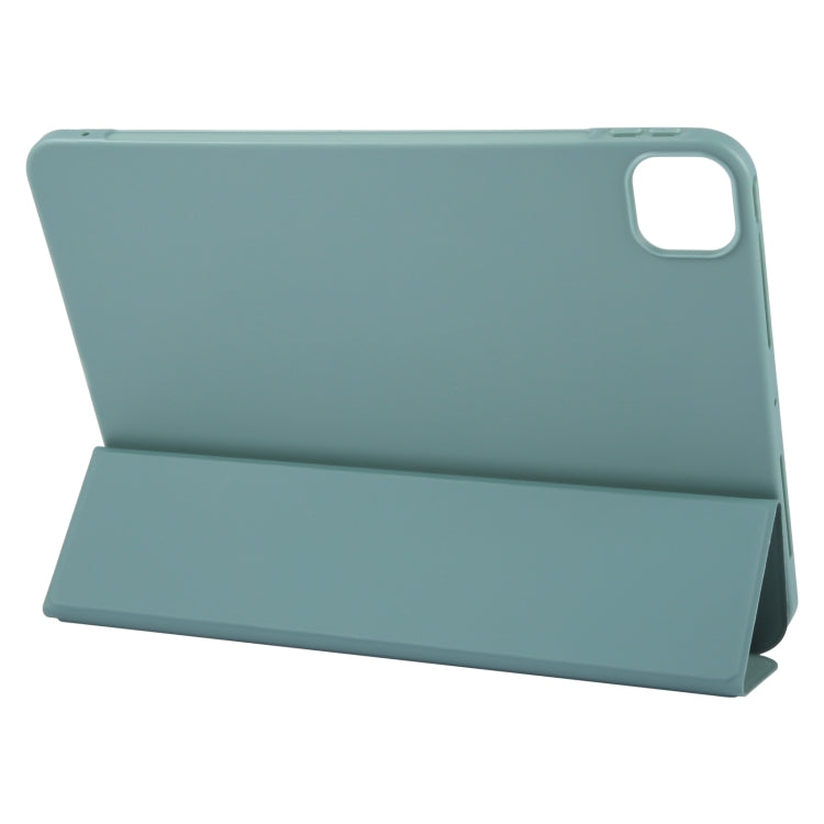 For iPad Pro 13 2024 GEBEI 3-folding Holder Shockproof Flip Leather Tablet Case(Dark Green)