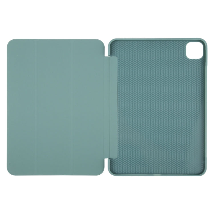 For iPad Pro 13 2024 GEBEI 3-folding Holder Shockproof Flip Leather Tablet Case(Dark Green)