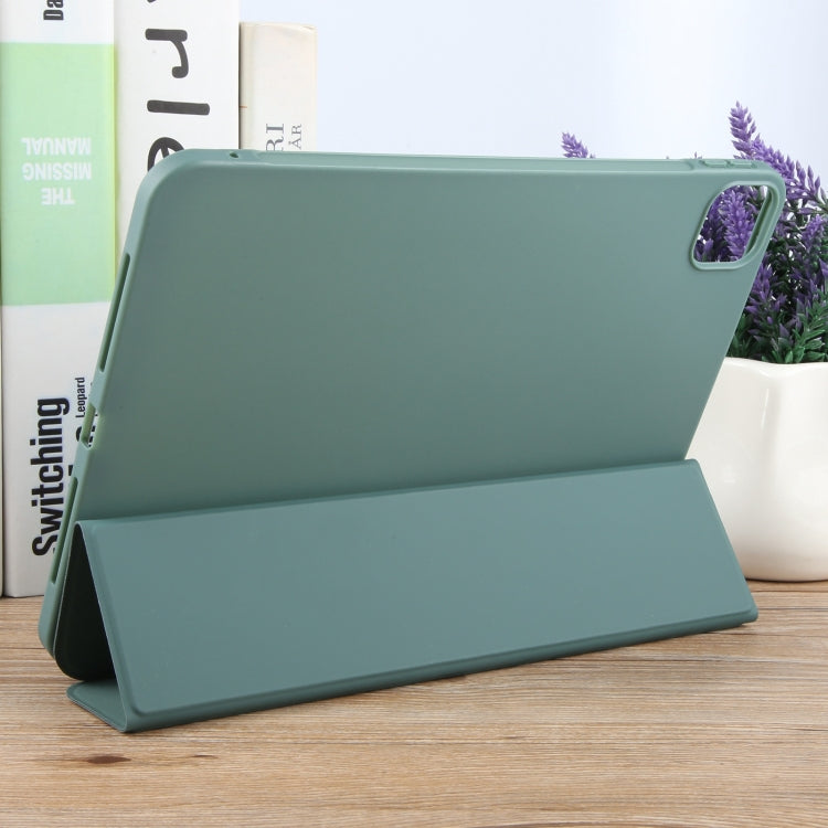 For iPad Pro 13 2024 GEBEI 3-folding Holder Shockproof Flip Leather Tablet Case(Dark Green)
