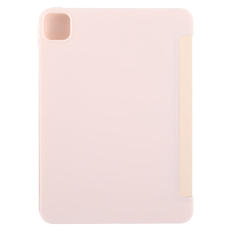 For iPad Pro 13 2024 GEBEI 3-folding Holder Shockproof Flip Leather Tablet Case(Pink)