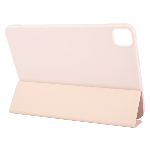 For iPad Pro 13 2024 GEBEI 3-folding Holder Shockproof Flip Leather Tablet Case(Pink)