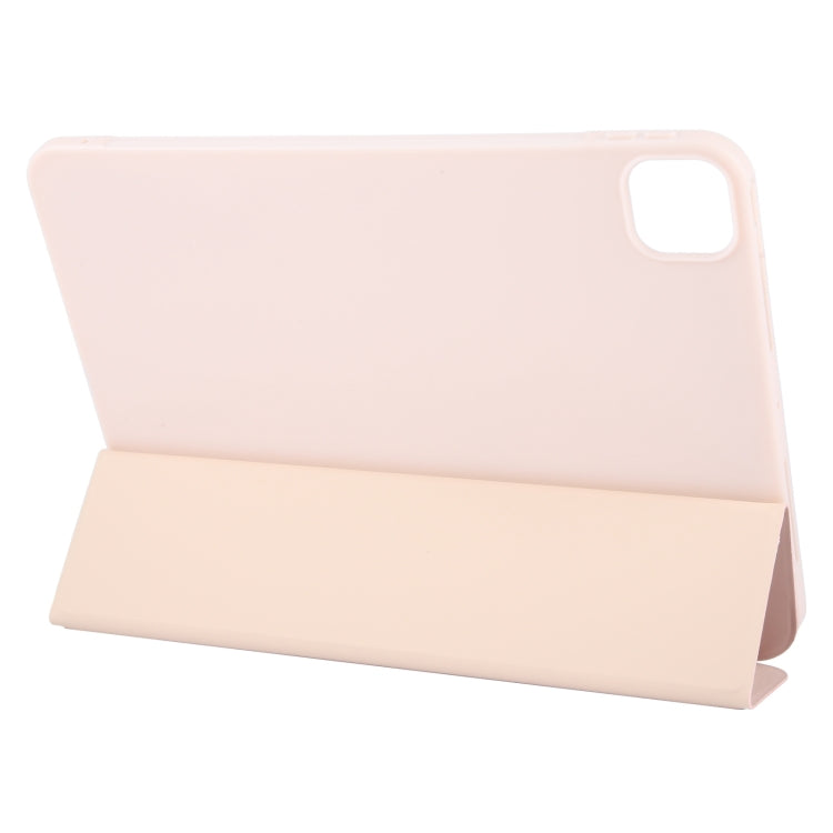 For iPad Pro 13 2024 GEBEI 3-folding Holder Shockproof Flip Leather Tablet Case(Pink)