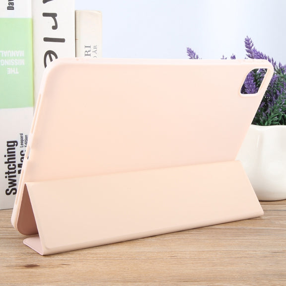 For iPad Pro 13 2024 GEBEI 3-folding Holder Shockproof Flip Leather Tablet Case(Pink)