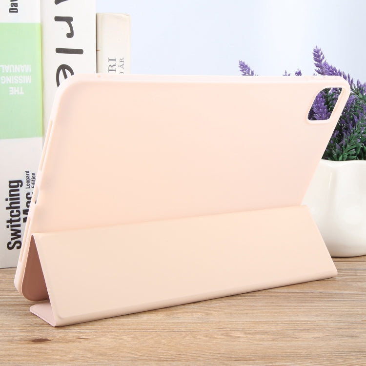 For iPad Pro 13 2024 GEBEI 3-folding Holder Shockproof Flip Leather Tablet Case(Pink)