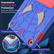 For Lenovo Tab M10 3rd Gen Spider Texture Silicone Hybrid PC Tablet Case with Shoulder Strap(Blue + Red)