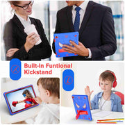 For Lenovo Tab M10 3rd Gen Spider Texture Silicone Hybrid PC Tablet Case with Shoulder Strap(Blue + Red)