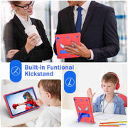 For Lenovo Tab M10 3rd Gen Spider Texture Silicone Hybrid PC Tablet Case with Shoulder Strap(Red + Blue)