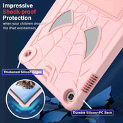 For Lenovo Tab M10 3rd Gen Spider Texture Silicone Hybrid PC Tablet Case with Shoulder Strap(Rose Gold)