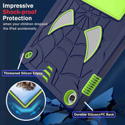 For Lenovo Tab M10 3rd Gen Spider Texture Silicone Hybrid PC Tablet Case with Shoulder Strap(Navy Blue + Yellow Green)
