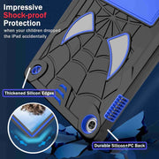 For Lenovo Tab M10 3rd Gen Spider Texture Silicone Hybrid PC Tablet Case with Shoulder Strap(Black + Blue)