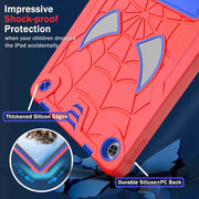 For Lenovo Tab M10 Plus 10.6 3rd Gen 2022 Spider Texture Silicone Hybrid PC Tablet Case with Shoulder Strap(Red + Blue)