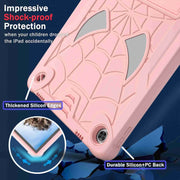 For Lenovo Tab M10 Plus 10.6 3rd Gen 2022 Spider Texture Silicone Hybrid PC Tablet Case with Shoulder Strap(Rose Gold)