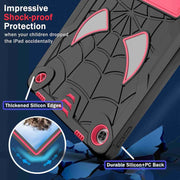 For Lenovo Tab M10 Plus 10.6 3rd Gen 2022 Spider Texture Silicone Hybrid PC Tablet Case with Shoulder Strap(Black + Rose Red)