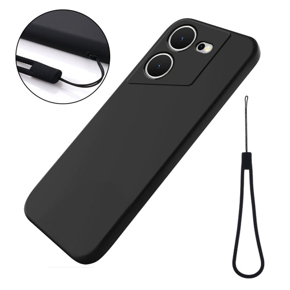For Tecno Pova 5 Pure Color Liquid Silicone Shockproof Phone Case(Black)