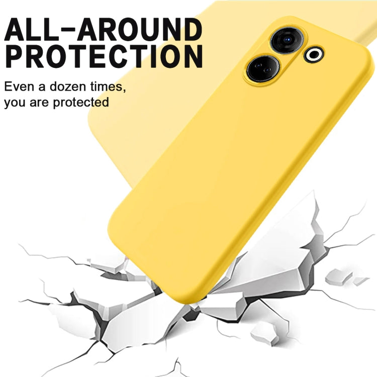 For Tecno Camon 20 Pro 4G Pure Color Liquid Silicone Shockproof Phone Case(Yellow)
