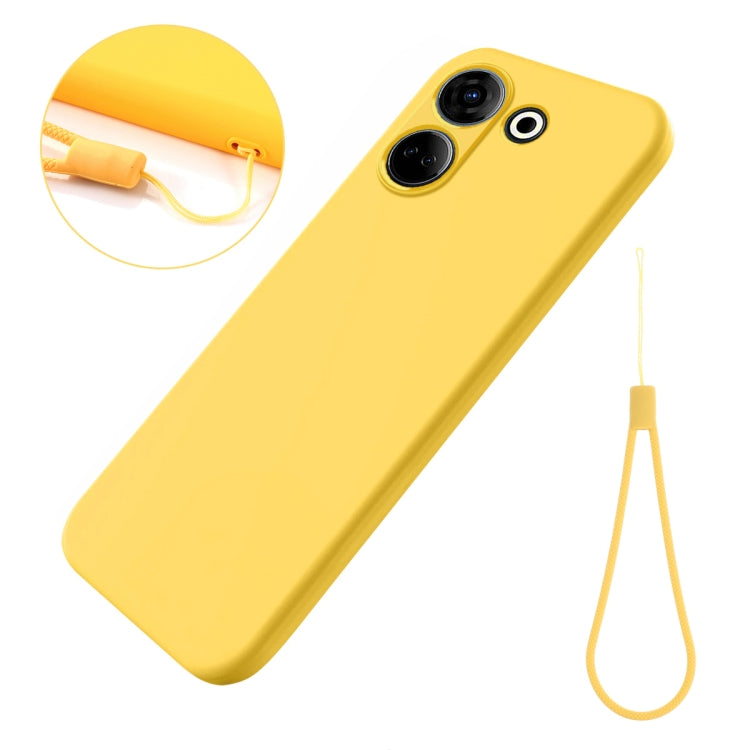 For Tecno Camon 20 Pro 4G Pure Color Liquid Silicone Shockproof Phone Case(Yellow)