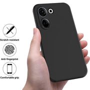 For Tecno Camon 20 4G Pure Color Liquid Silicone Shockproof Phone Case(Black)