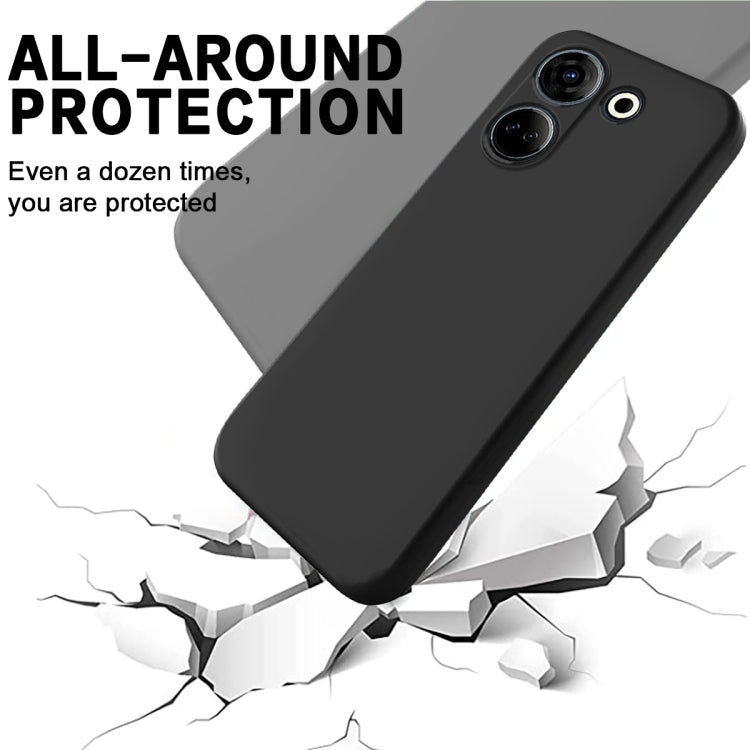 For Tecno Camon 20 4G Pure Color Liquid Silicone Shockproof Phone Case(Black)