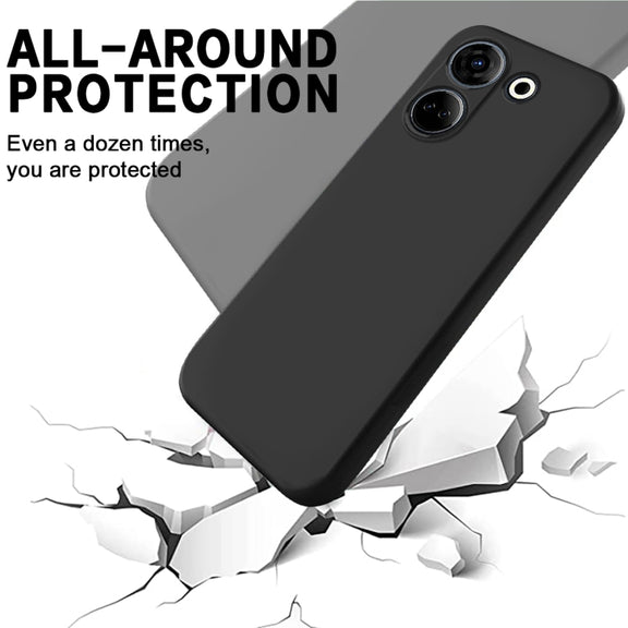 For Tecno Camon 20 4G Pure Color Liquid Silicone Shockproof Phone Case(Black)