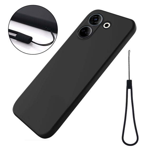 For Tecno Camon 20 4G Pure Color Liquid Silicone Shockproof Phone Case(Black)