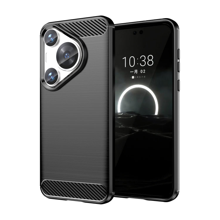 For Huawei Pura 70 Pro / Pura 70 Pro+ Brushed Texture Carbon Fiber TPU Phone Case(Black)