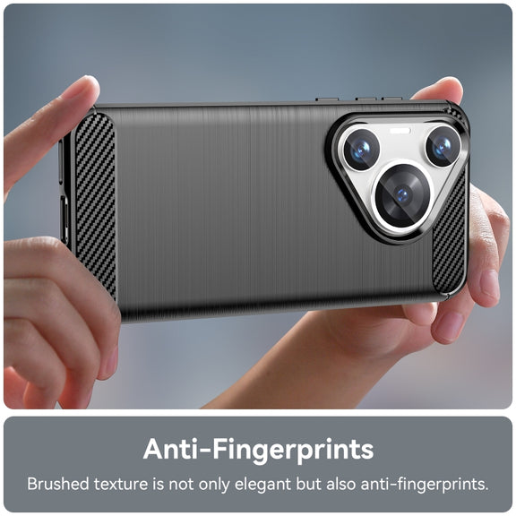 For Huawei Pura 70 Pro / Pura 70 Pro+ Brushed Texture Carbon Fiber TPU Phone Case(Black)
