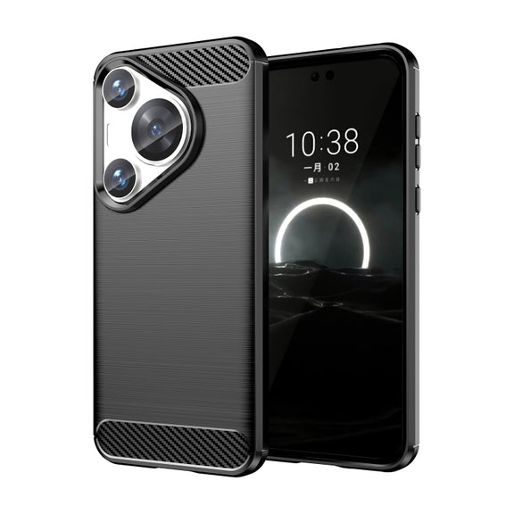 For Huawei Pura 70 Pro / Pura 70 Pro+ Brushed Texture Carbon Fiber TPU Phone Case(Black)