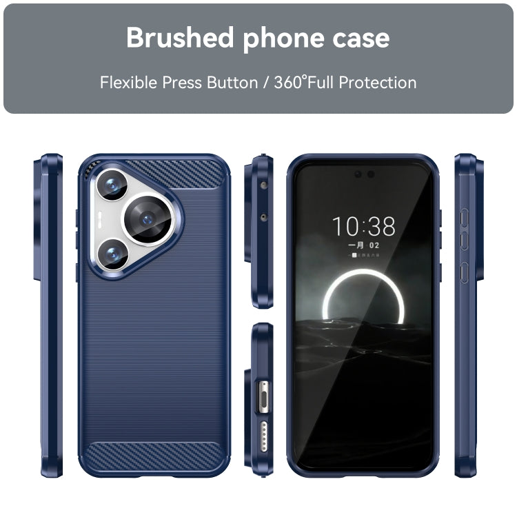 For Huawei Pura 70 Pro / Pura 70 Pro+ Brushed Texture Carbon Fiber TPU Phone Case(Blue)