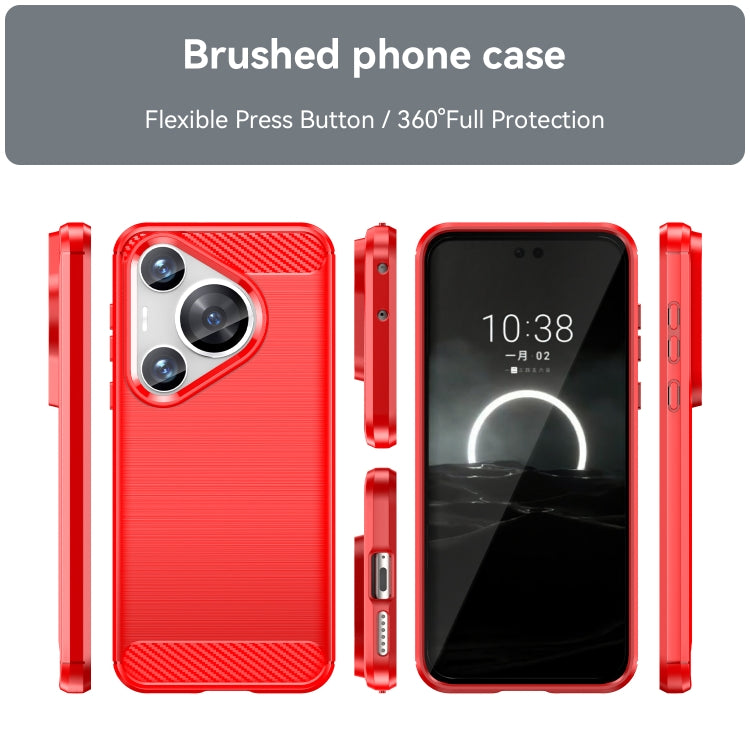 For Huawei Pura 70 Pro / Pura 70 Pro+ Brushed Texture Carbon Fiber TPU Phone Case(Red)