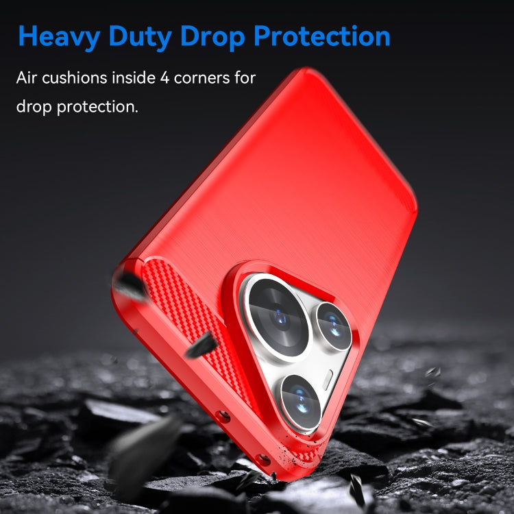 For Huawei Pura 70 Pro / Pura 70 Pro+ Brushed Texture Carbon Fiber TPU Phone Case(Red)