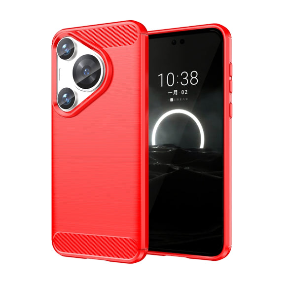For Huawei Pura 70 Pro / Pura 70 Pro+ Brushed Texture Carbon Fiber TPU Phone Case(Red)