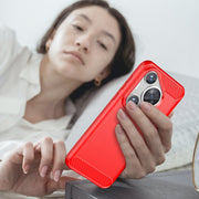 For Huawei Pura 70 Pro / Pura 70 Pro+ Brushed Texture Carbon Fiber TPU Phone Case(Red)