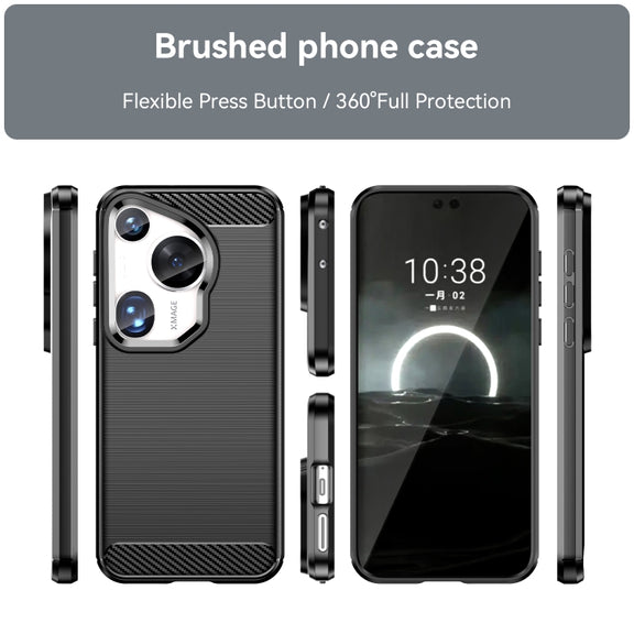 For Huawei Pura 70 Ultra Brushed Texture Carbon Fiber TPU Phone Case(Black)