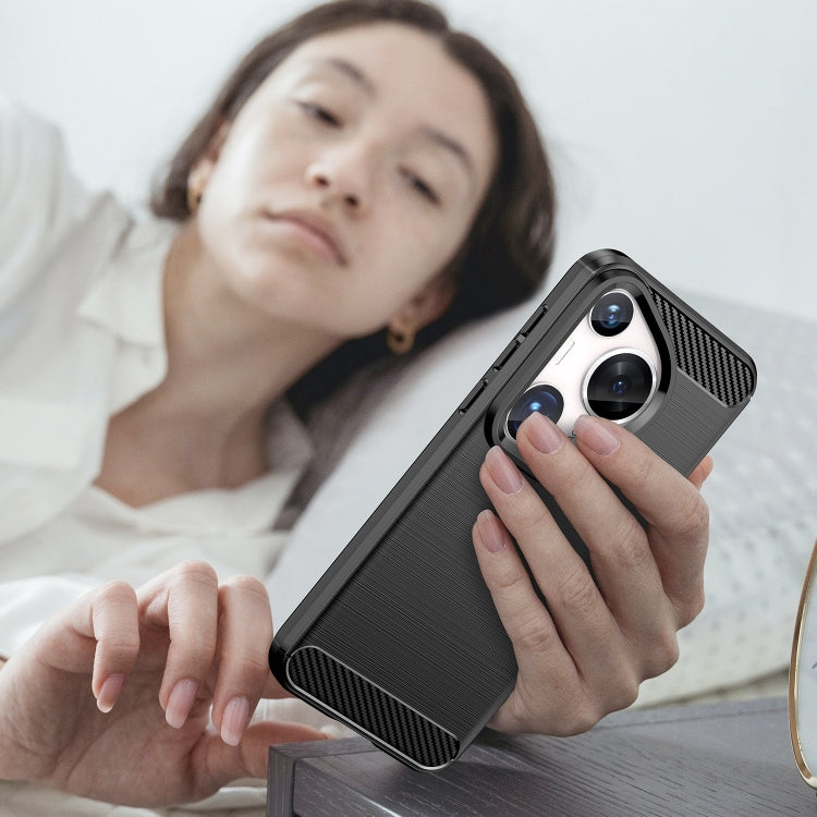 For Huawei Pura 70 Ultra Brushed Texture Carbon Fiber TPU Phone Case(Black)