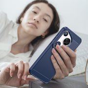 For Huawei Pura 70 Ultra Brushed Texture Carbon Fiber TPU Phone Case(Blue)