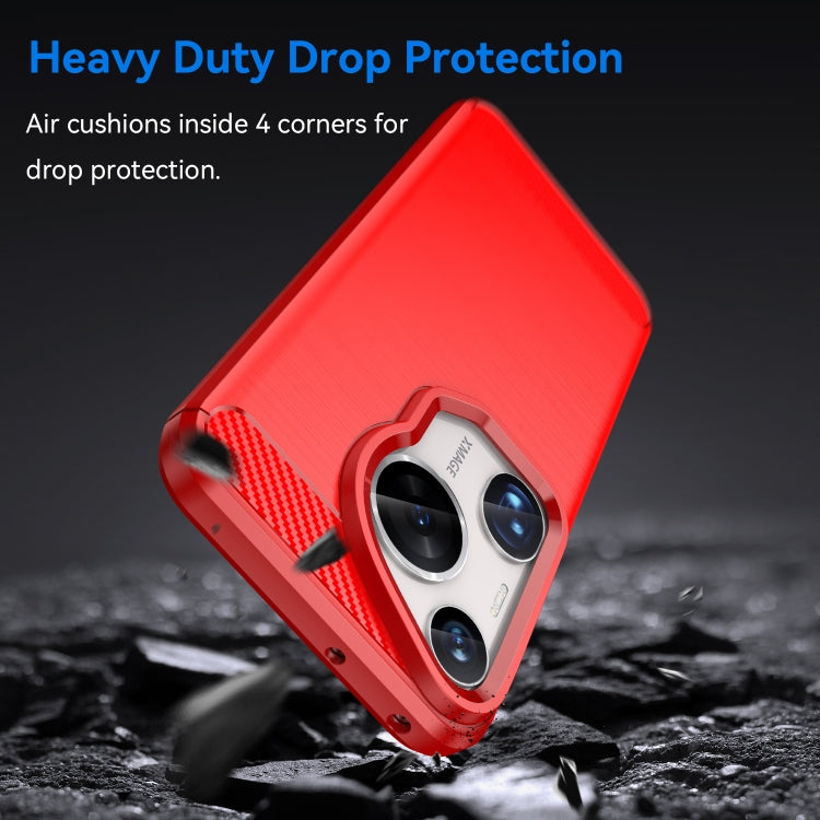 For Huawei Pura 70 Ultra Brushed Texture Carbon Fiber TPU Phone Case(Red)