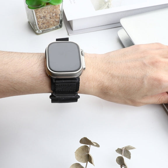 Nylon Two Section Watch Band For Apple Watch Ultra 2 49mm(Black)