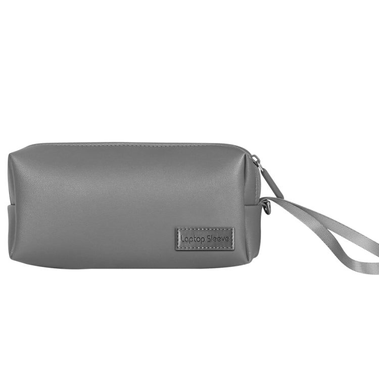 Water-resistant PU Leather Laptop Accessory Bag(Grey)