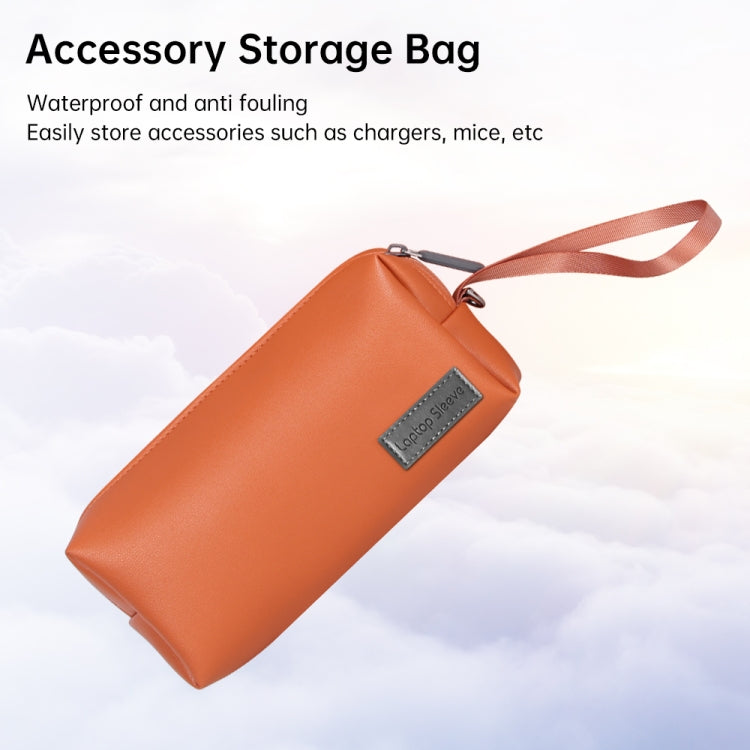 Water-resistant PU Leather Laptop Accessory Bag(Dark Green)
