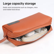 Water-resistant PU Leather Laptop Accessory Bag(Black)