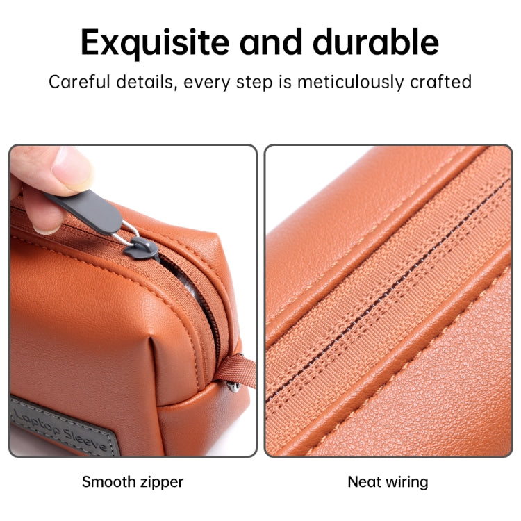Water-resistant PU Leather Laptop Accessory Bag(Black)