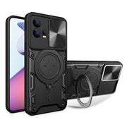 For Motorola Edge 30 Fusion CD Texture Sliding Camshield Magnetic Holder Phone Case(Black)