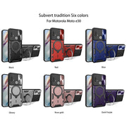 For Motorola Moto E20 / E30 / E40 CD Texture Sliding Camshield Magnetic Holder Phone Case(Purple)