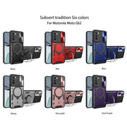 For Motorola Moto G62 CD Texture Sliding Camshield Magnetic Holder Phone Case(Black)