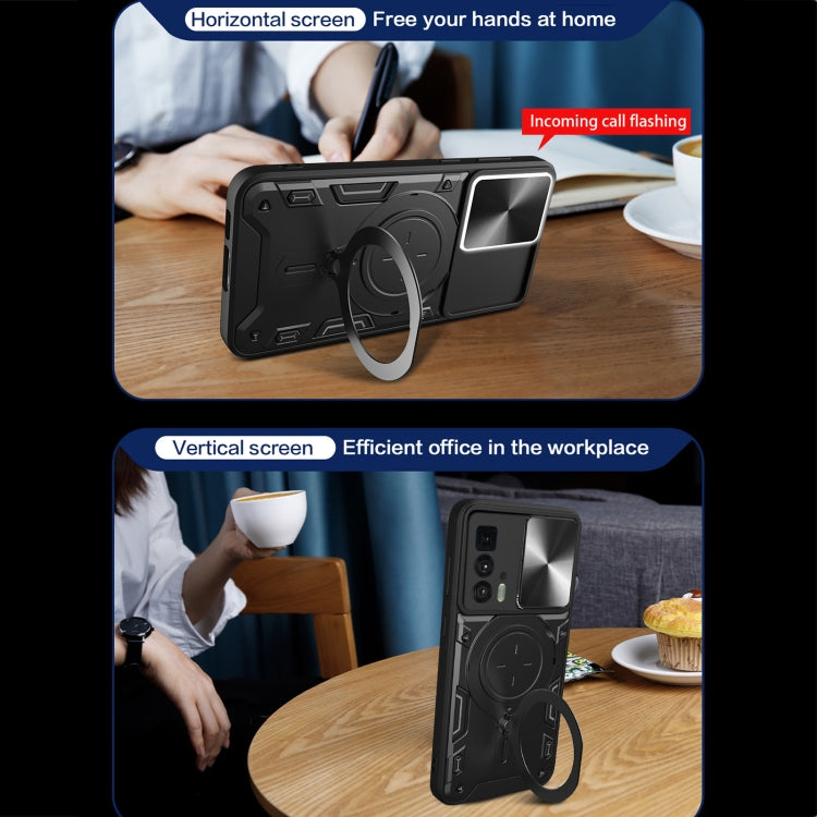 For Motorola Edge 20 Pro CD Texture Sliding Camshield Magnetic Holder Phone Case(Red)