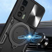 For Motorola Edge 20 Pro CD Texture Sliding Camshield Magnetic Holder Phone Case(Silver)
