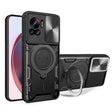 For Motorola Edge 30 Ultra CD Texture Sliding Camshield Magnetic Holder Phone Case(Black) - Motorola Cases by PMC TechLife | Online Shopping South Africa | PMC TechLife