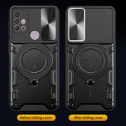 For Motorola Moto G30 / G20 / G10 CD Texture Sliding Camshield Magnetic Holder Phone Case(Black)