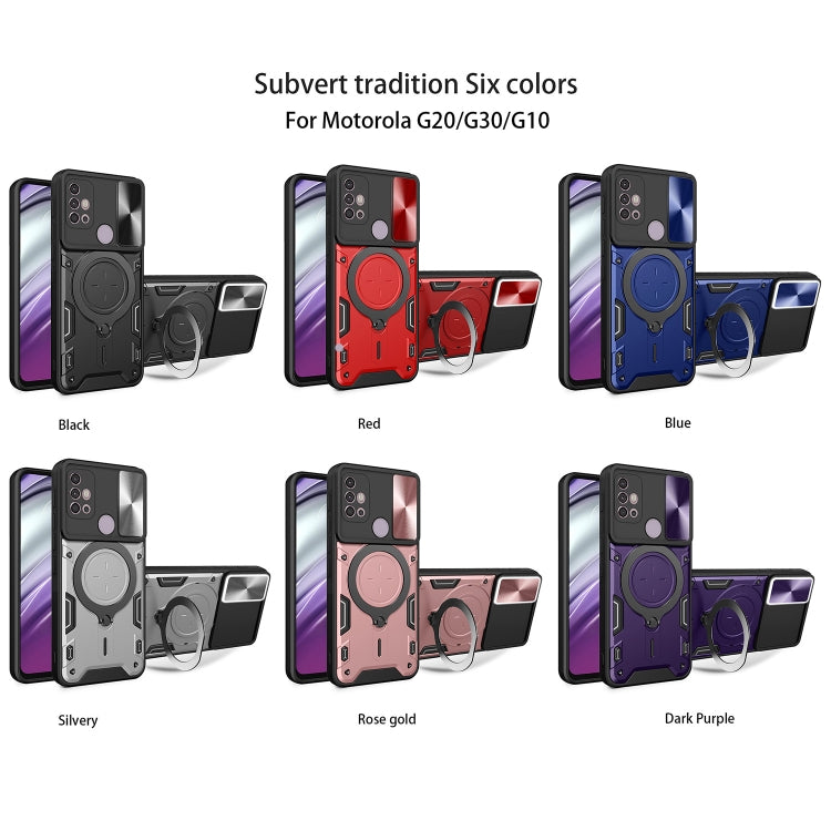 For Motorola Moto G30 / G20 / G10 CD Texture Sliding Camshield Magnetic Holder Phone Case(Red)