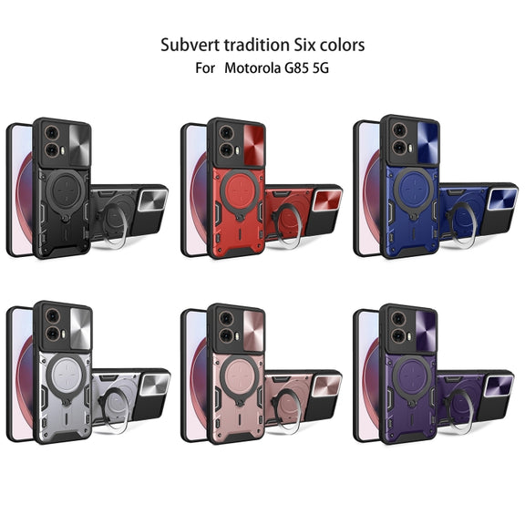 For Motorola Moto G85 CD Texture Sliding Camshield Magnetic Holder Phone Case(Red)